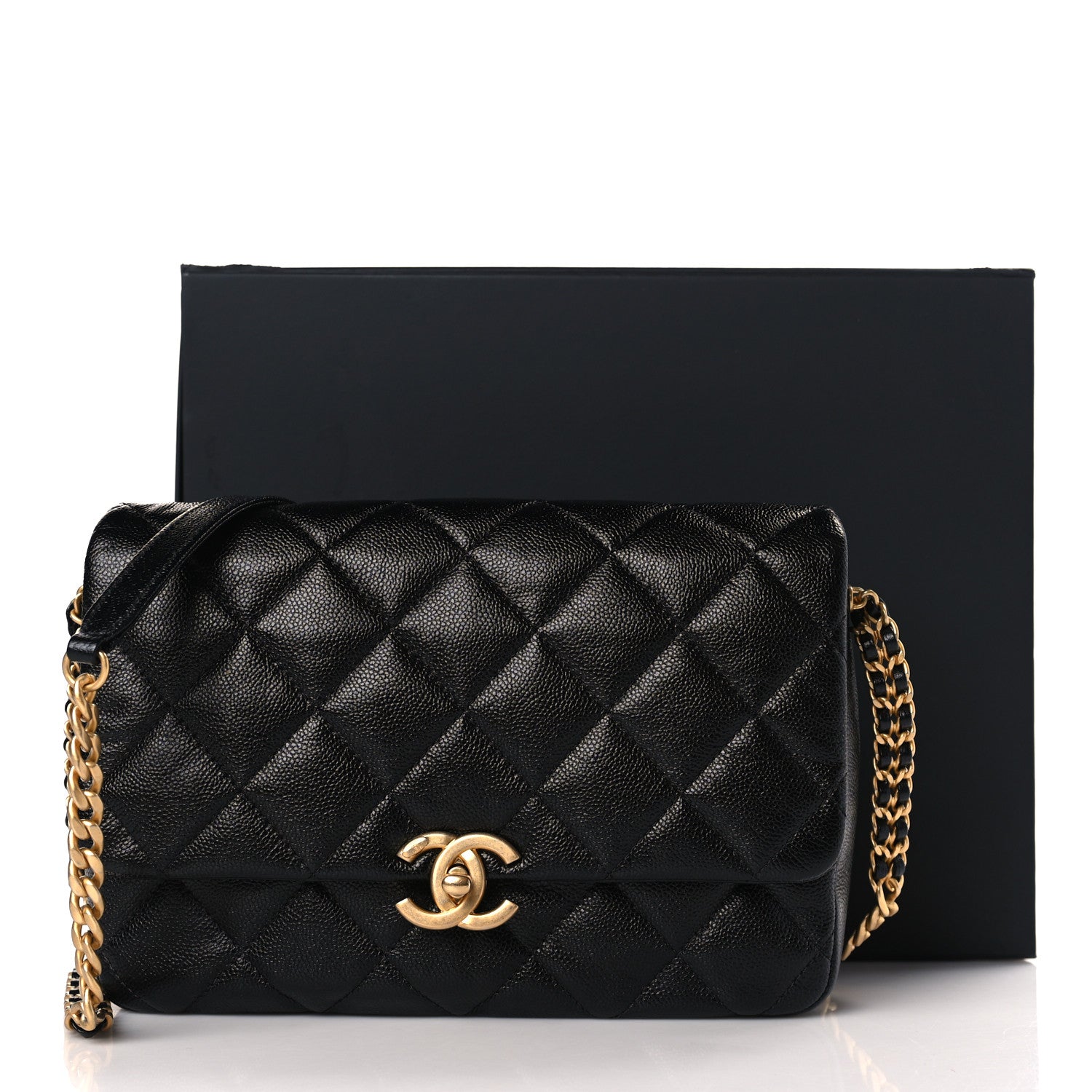 Chanel Shiny Caviar Quilted Large Chain Melody Flap Black 10 of 10
