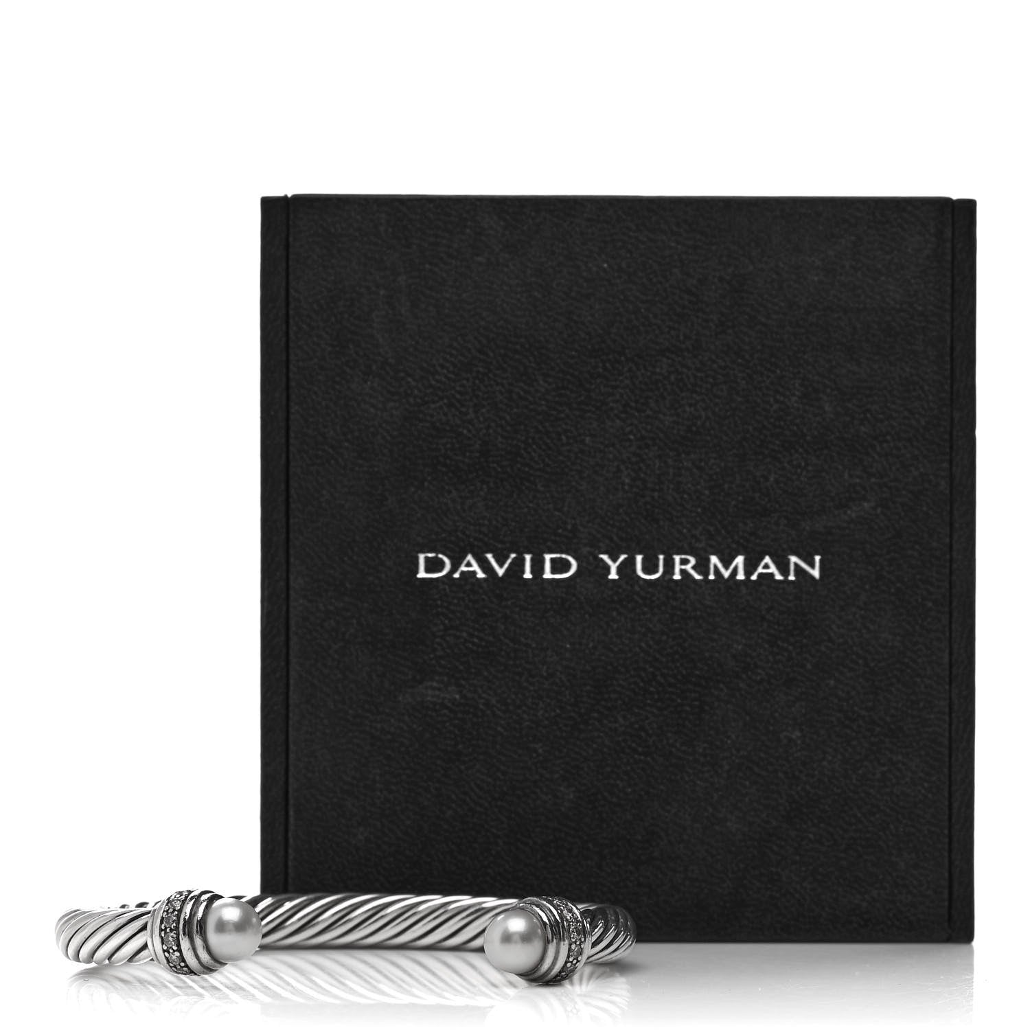 David Yurman Sterling Silver Diamond Pearl 7mm Cable Classics Bracelet 4 of 4
