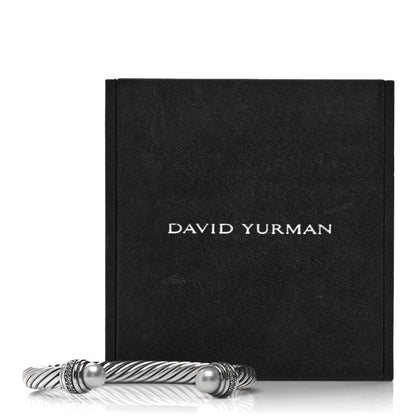 David Yurman Sterling Silver Diamond Pearl 7mm Cable Classics Bracelet 4 of 4