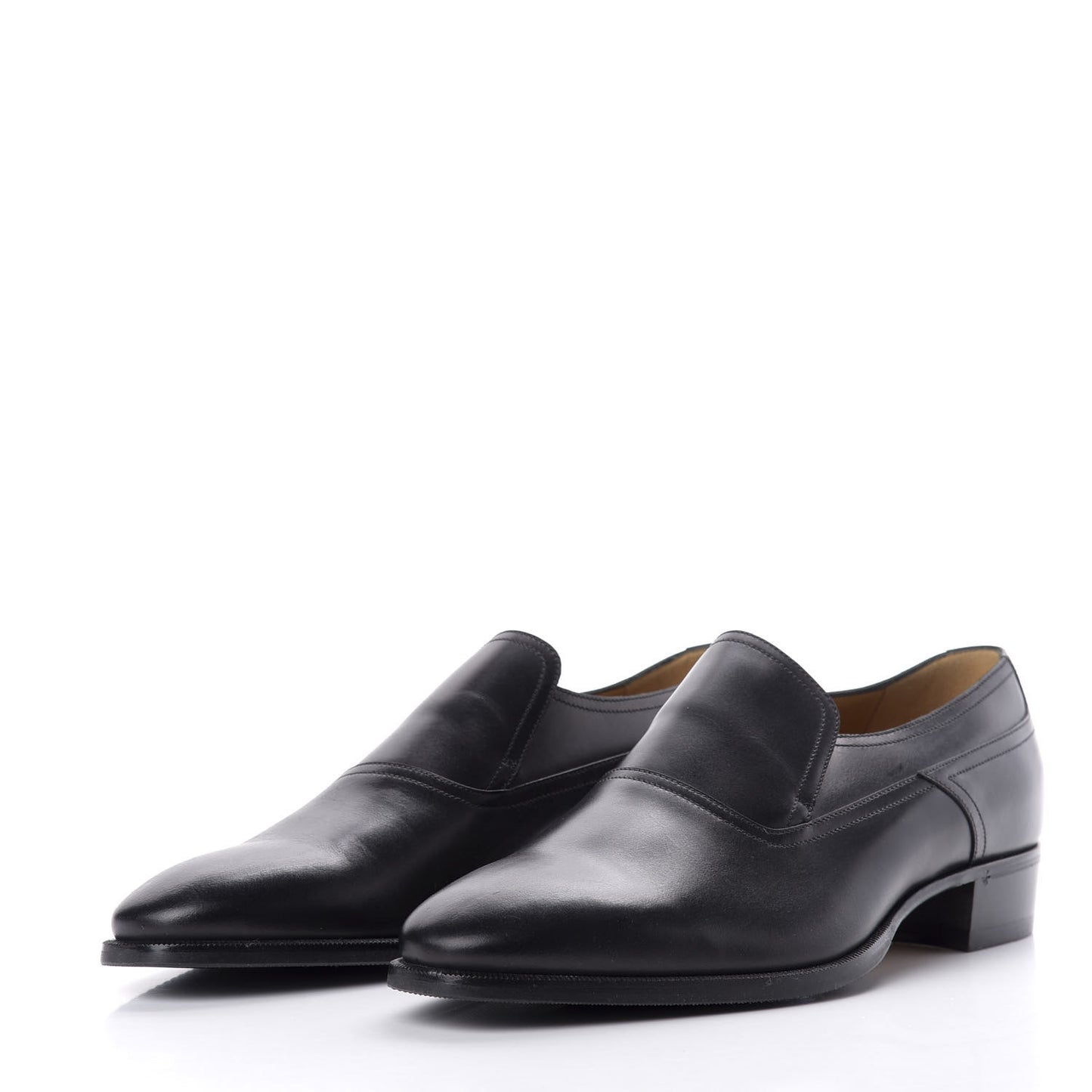 Calfskin Mens Classic Logo Loafers 7 Black
