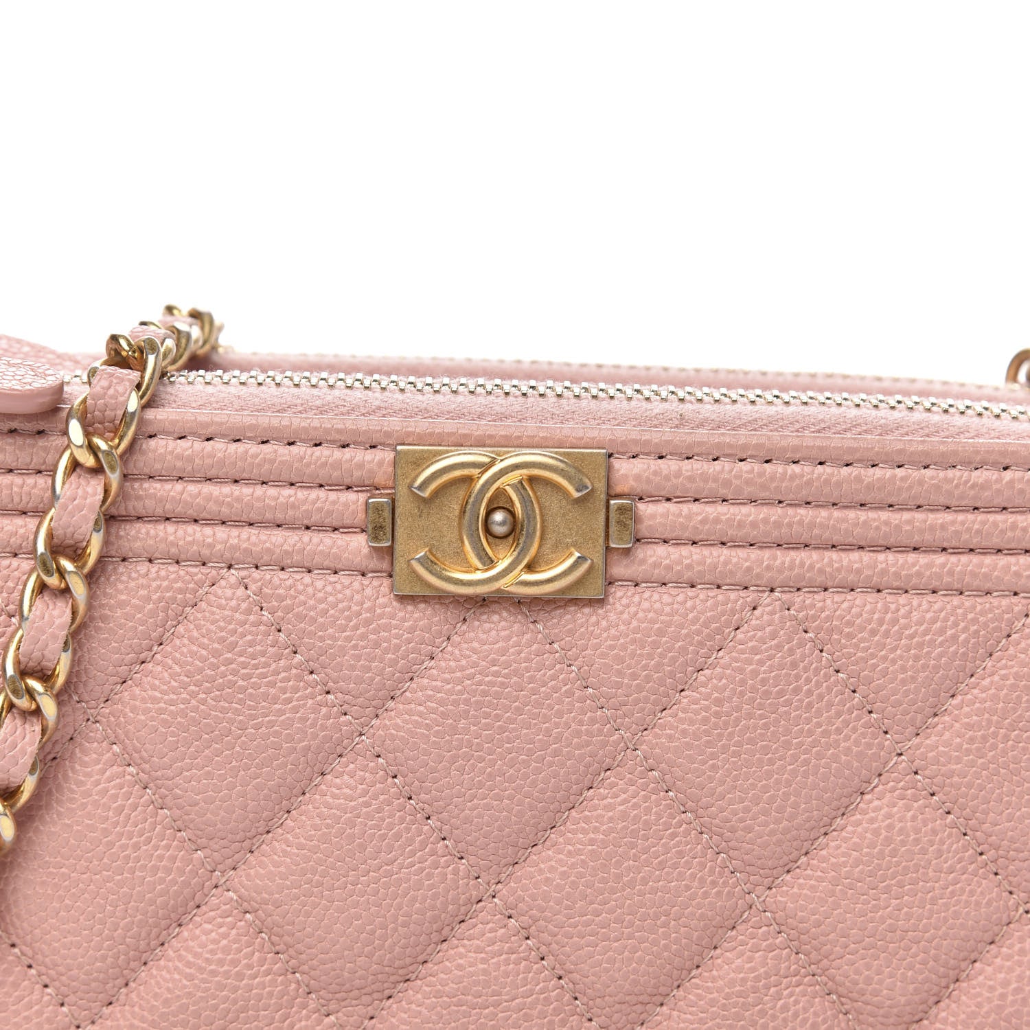 Chanel Caviar Quilted Small Boy Clutch With Chain Pink 12 of 12