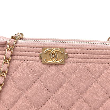Chanel Caviar Quilted Small Boy Clutch With Chain Pink 12 of 12