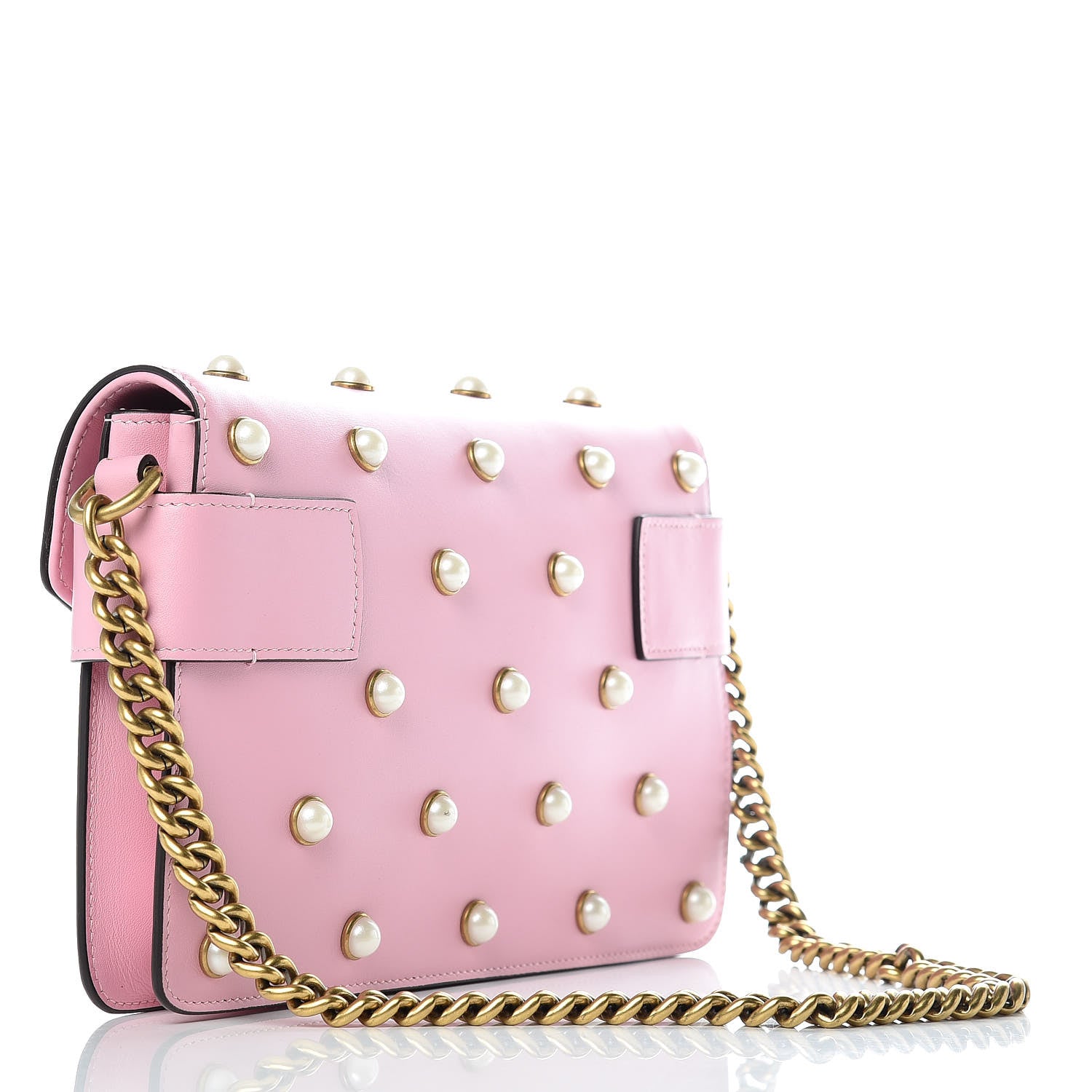 Gucci Nappa Pearl Studded Mini Queen Margaret Broadway Shoulder Bag Sugar Pink 5 of 11
