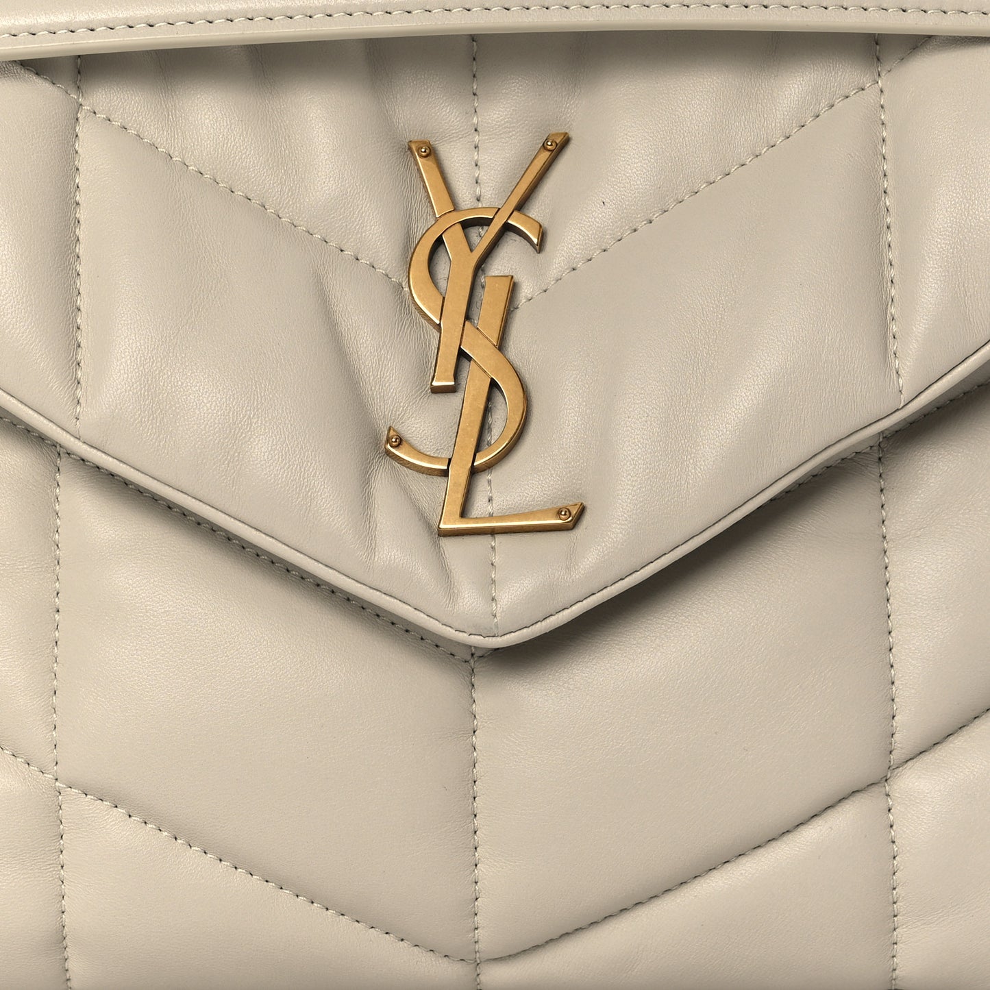 Lambskin Quilted Small Loulou Puffer Monogram Chain Satchel Blanc Vintage