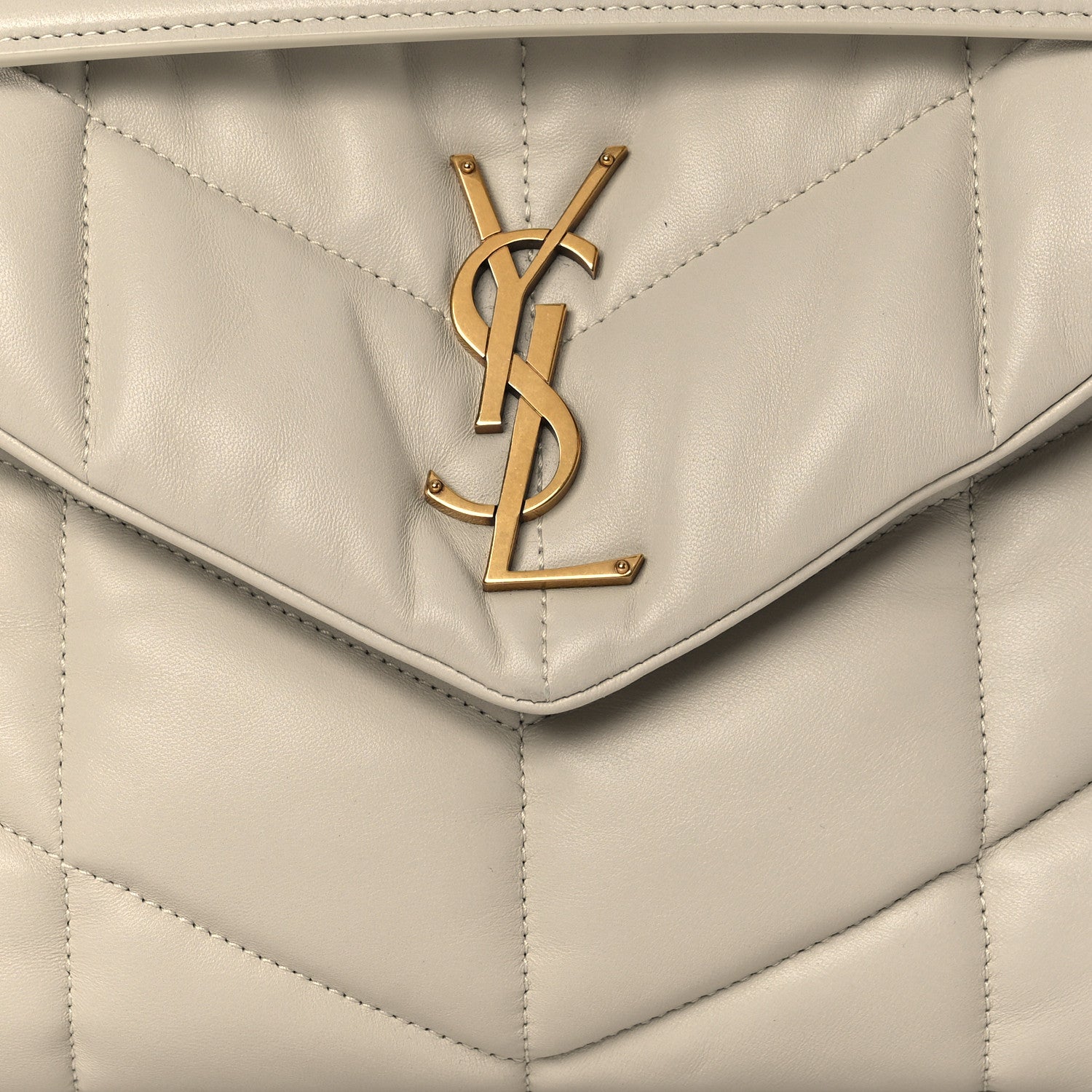 Saint Laurent Lambskin Quilted Small Loulou Puffer Monogram Chain Satchel Blanc Vintage 7 of 9