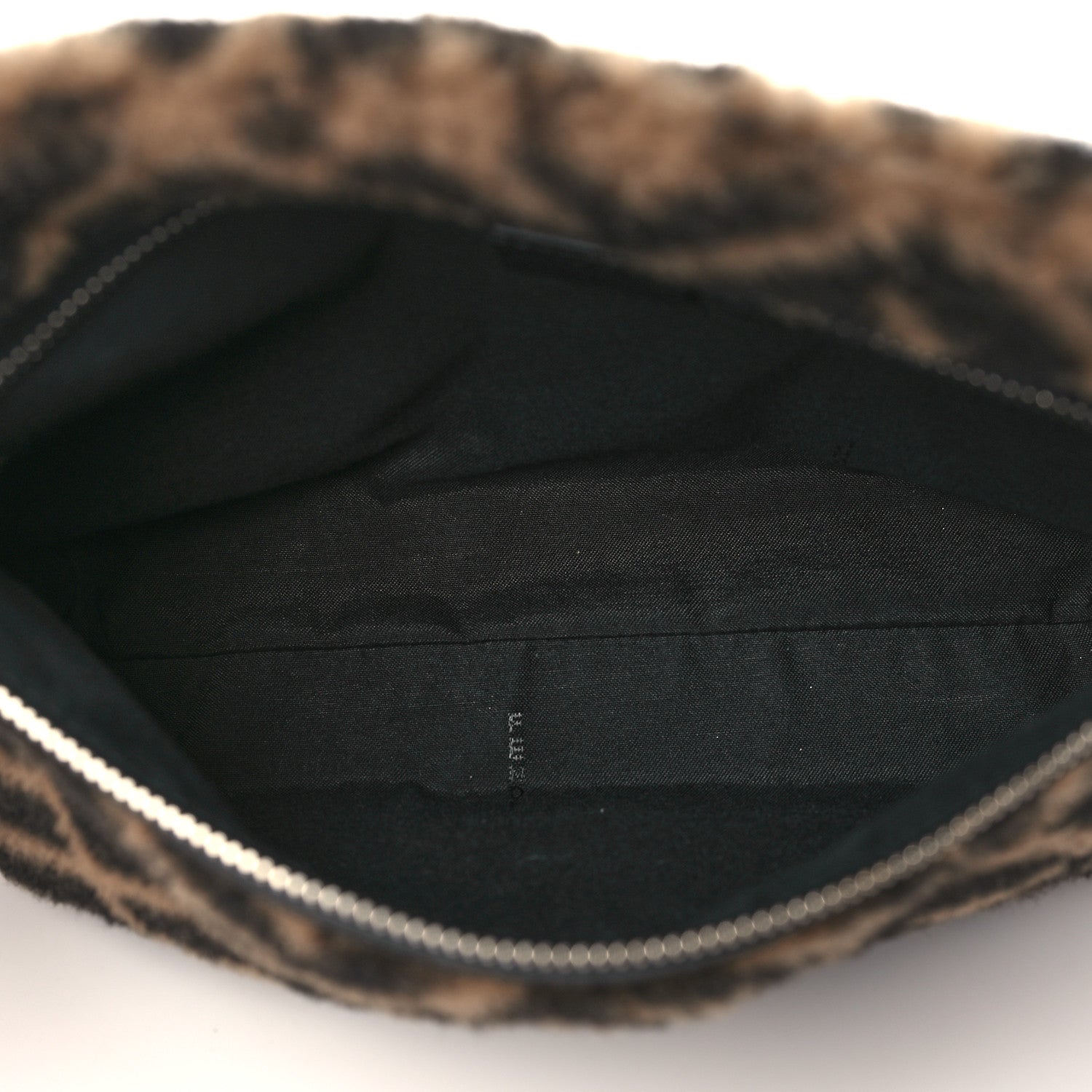 Fendi Shearling Calfskin FF 1974 Diagonal Pouch Tobacco Black 5 of 9