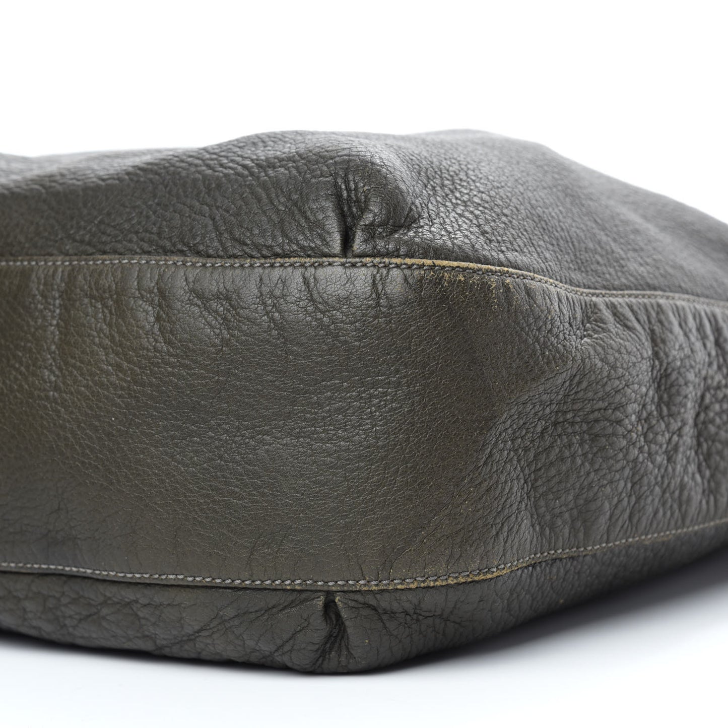 Pebbled Calfskin Medium G Wave Shoulder Bag Olive Green