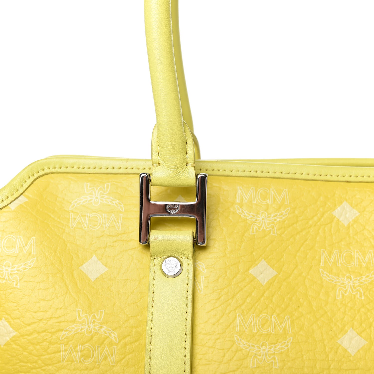MCM Visetos Embroidered Flower Hummingbird Tote Yellow 18 of 20