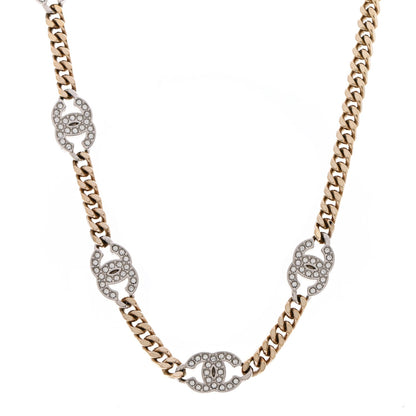 Chanel Crystal Chain CC Link Choker Gold Silver 1 of 7