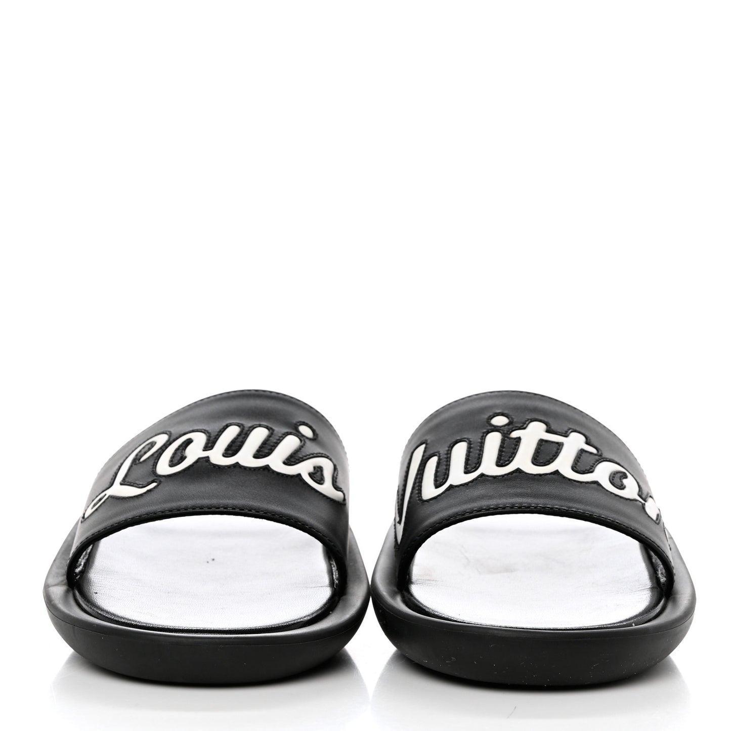 Calfskin Logo Sunbath Slide Sandals 38 Black
