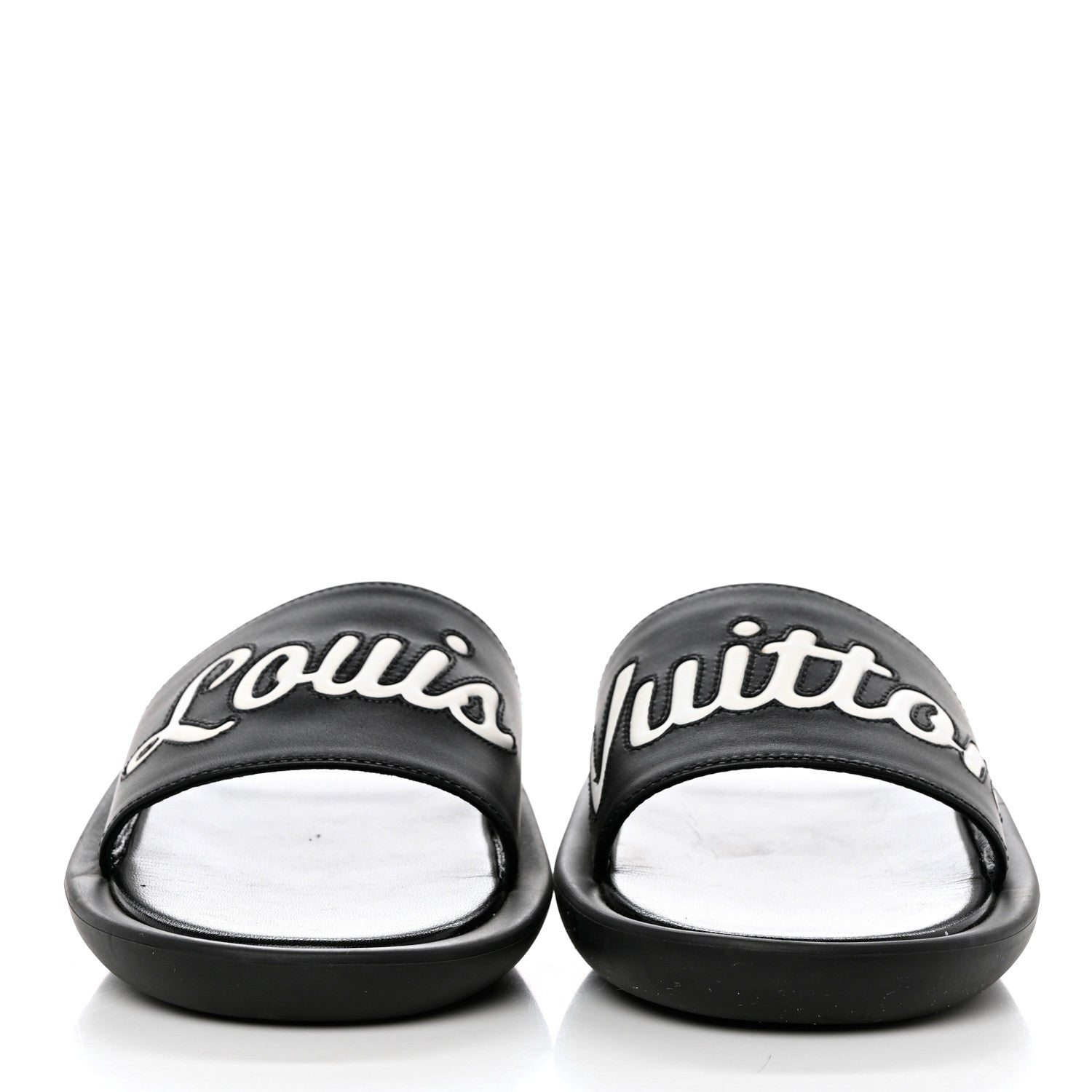 Louis Vuitton Calfskin Logo Sunbath Slide Sandals 38 Black 3 of 8