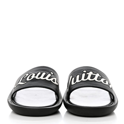 Louis Vuitton Calfskin Logo Sunbath Slide Sandals 38 Black 3 of 8