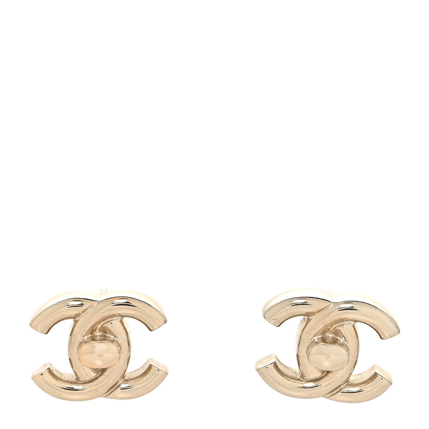 Metal CC Turnlock Earrings Gold