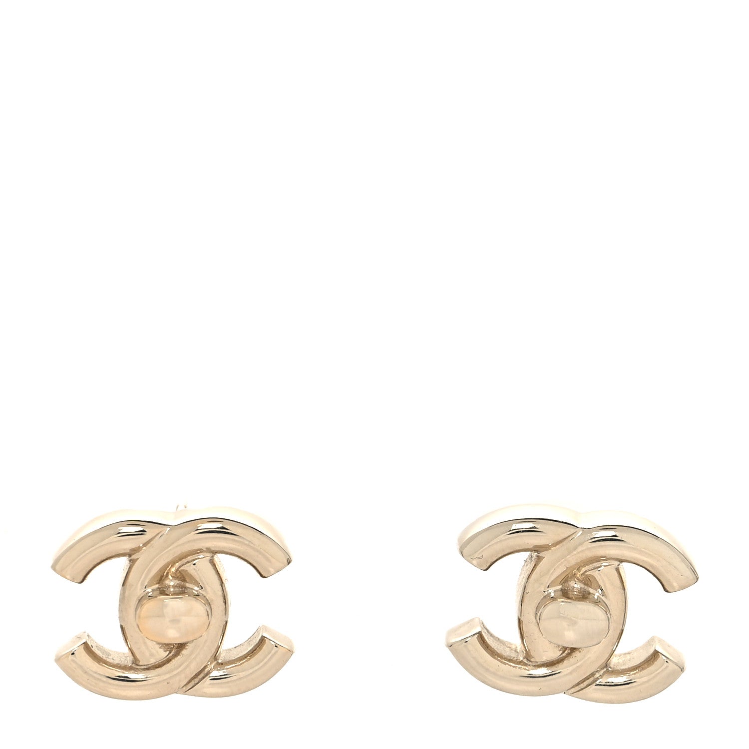 Chanel Metal CC Turnlock Earrings Gold 1 of 5