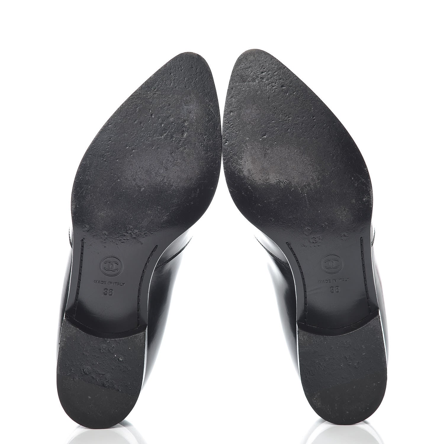 Chanel Glazed Calfskin CC Loafers 38 Black 7 of 14