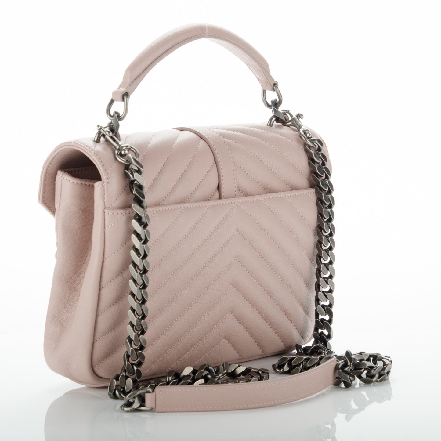 Sheepskin Matelasse Chevron Monogram Medium College Bag Rose Antic