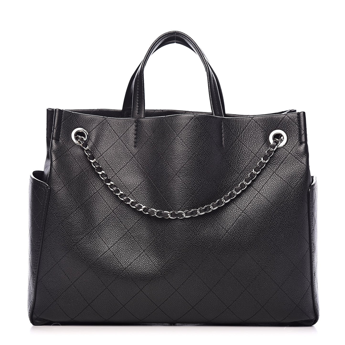 Grained Calfskin CC Pocket Tote Black