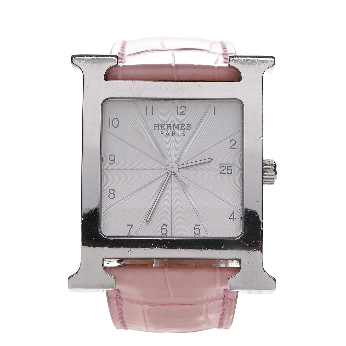 Stainless Steel Alligator 30.5mm Heure H Hour Quartz Watch Pink