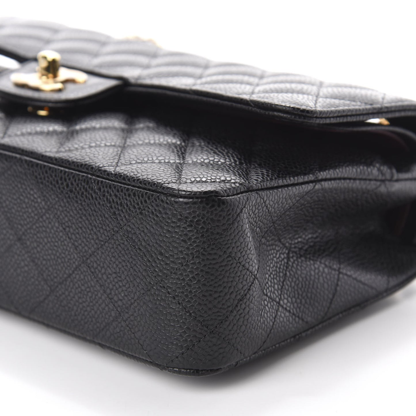 Caviar Quilted Medium Double Flap Black