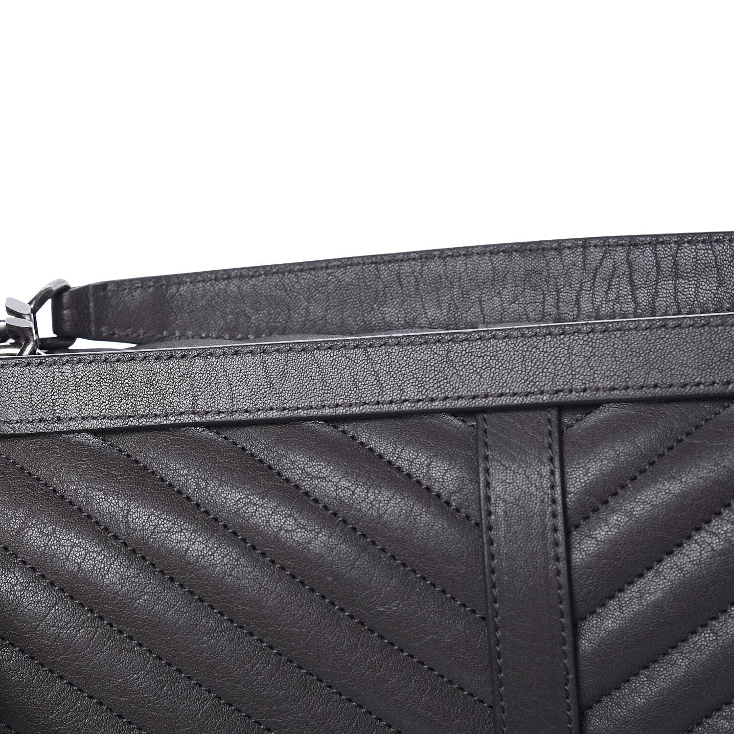 Saint Laurent Sheepskin Matelasse Chevron Monogram Large College Satchel Dark Anthracite 13 of 14