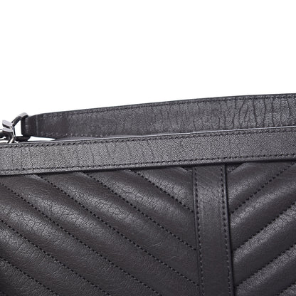 Saint Laurent Sheepskin Matelasse Chevron Monogram Large College Satchel Dark Anthracite 13 of 14