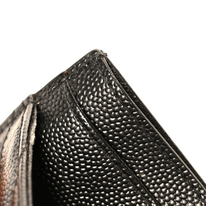 Saint Laurent Grain De Poudre Matelasse Chevron Monogram Credit Card Case Black 9 of 10