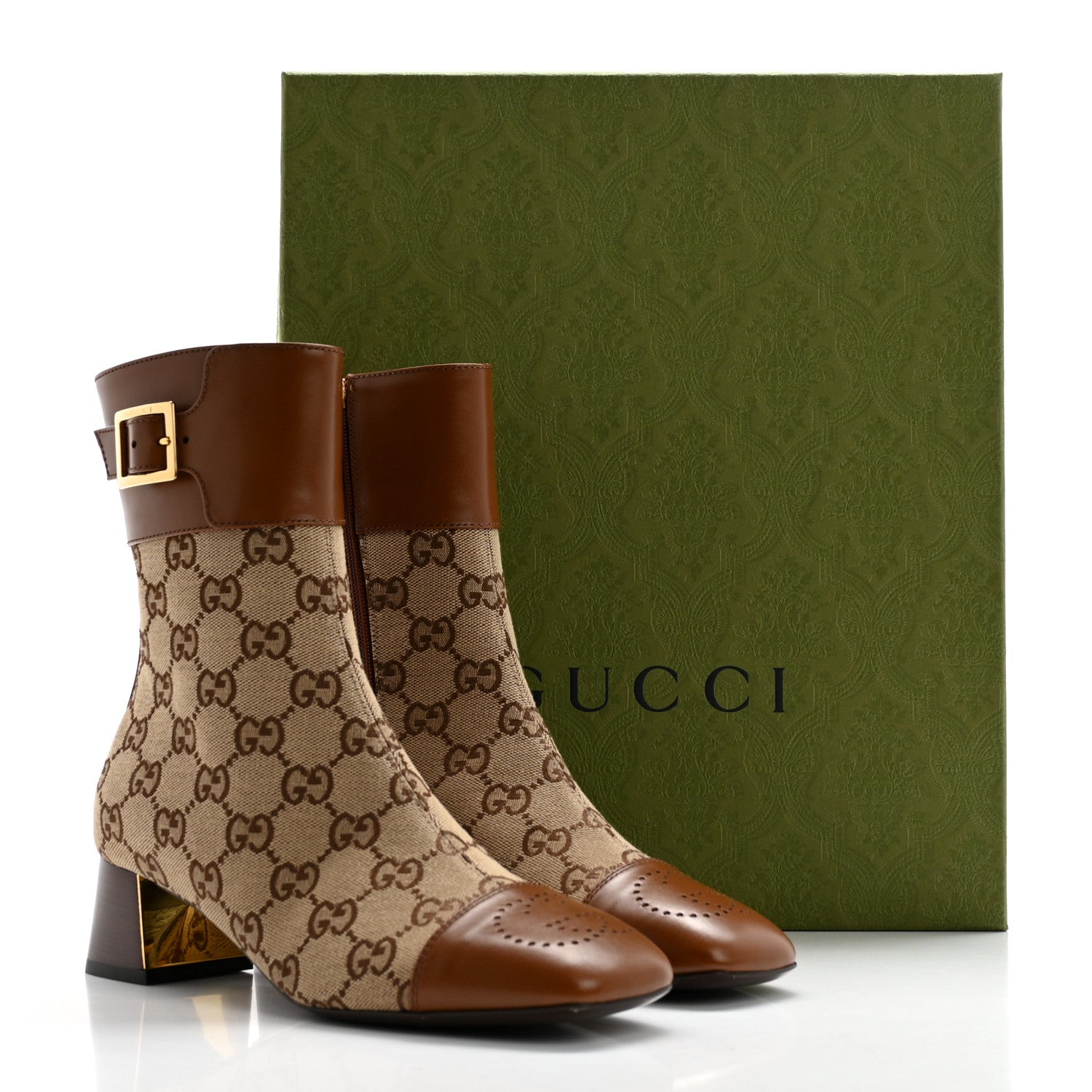 Gucci Monogram Cordovan Lux GG Ankle Boots 36.5 Beige Cuir 9 of 9