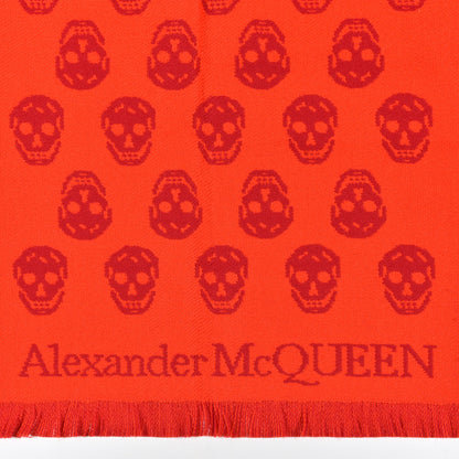 Alexander McQueen Wool Reversible Upside Down Skull Scarf Red Bordeaux 4 of 5