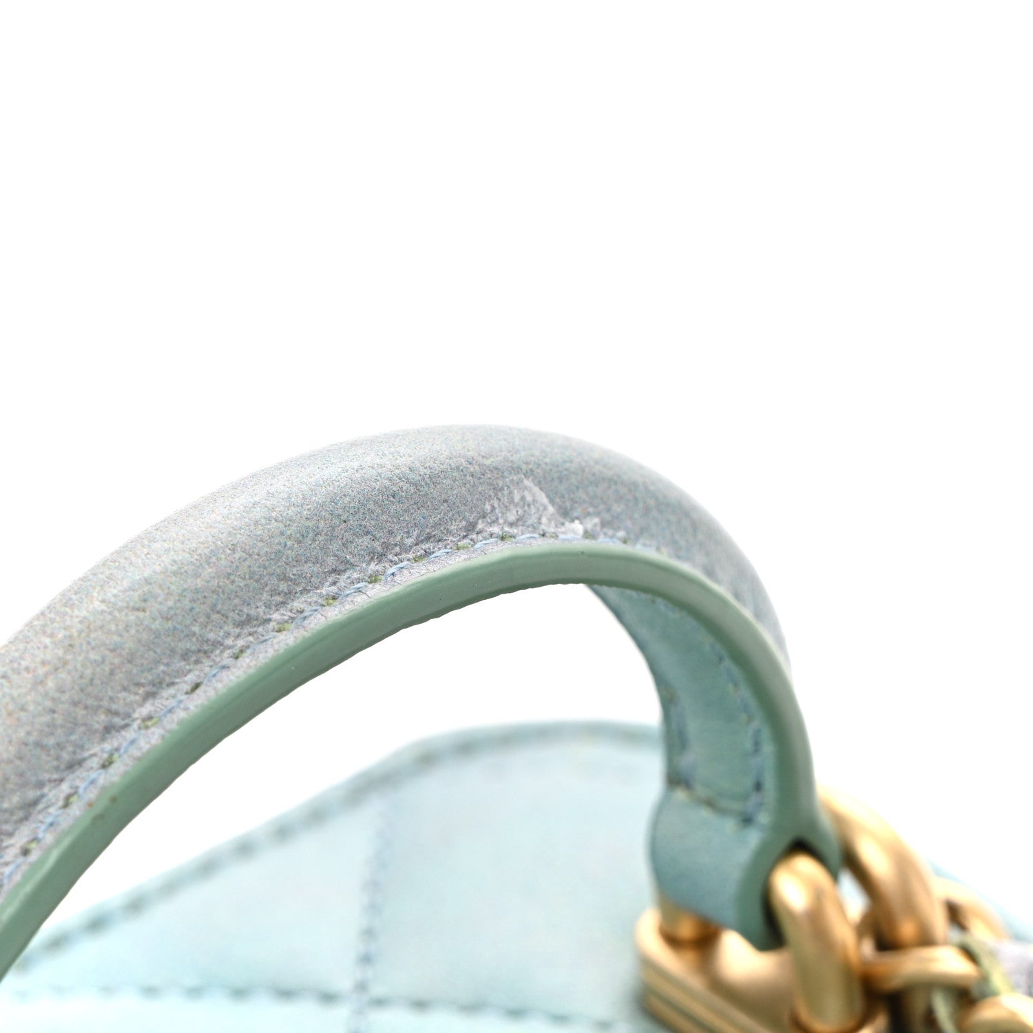 Chanel Lambskin Quilted Ombre Top Handle Mini Vanity Case With Chain Blue Green 12 of 13
