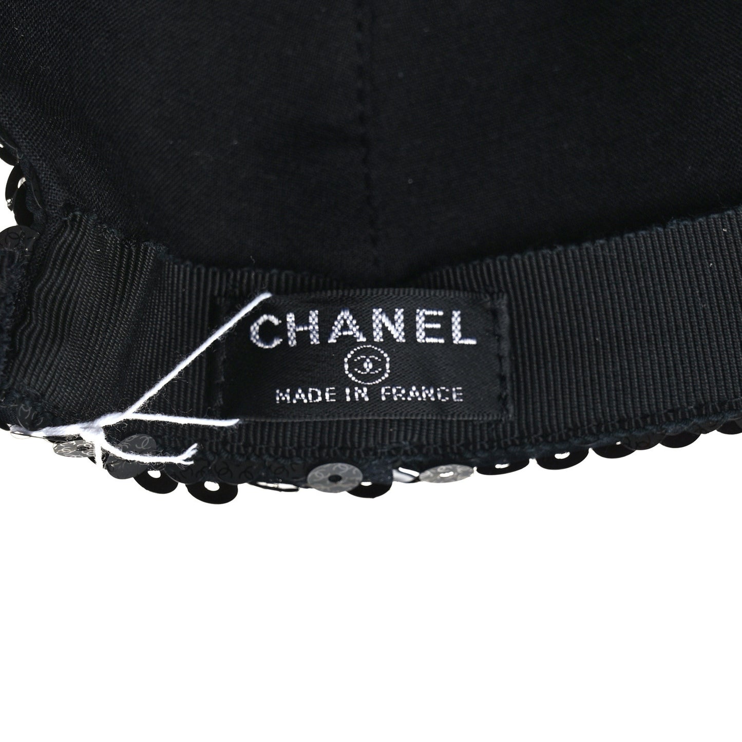 Sequin Embellished CC Baseball Cap Hat Black