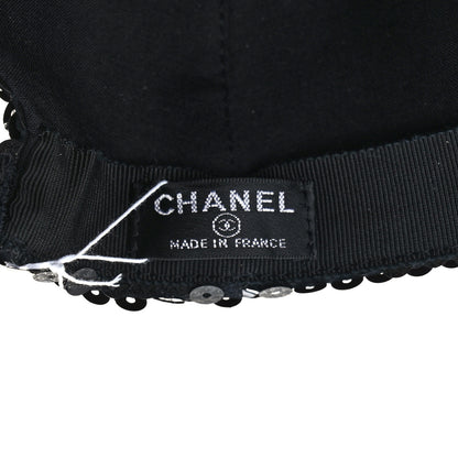 Chanel Sequin Embellished CC Baseball Cap Hat Black 8 of 8