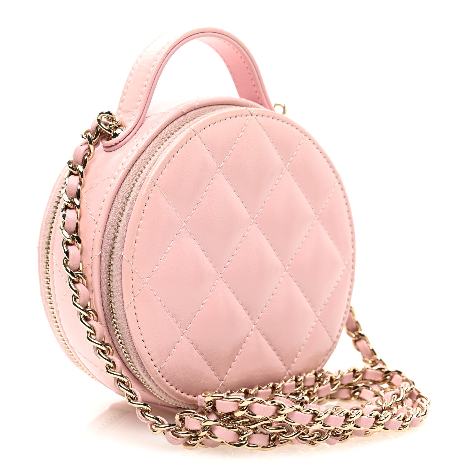 Chanel Lambskin Quilted Round Handle With Care Vanity With Chain Pink 3 of 12