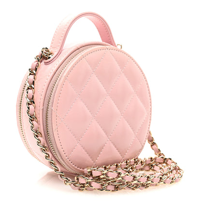 Chanel Lambskin Quilted Round Handle With Care Vanity With Chain Pink 3 of 12