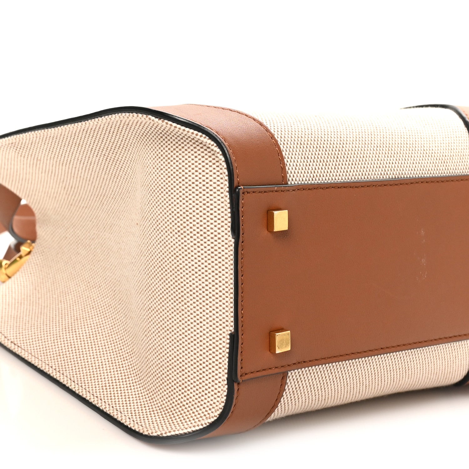 Valentino Garavani Canvas Calfskin Small Vlogo Signature Handbag Beige Selleria 8 of 9