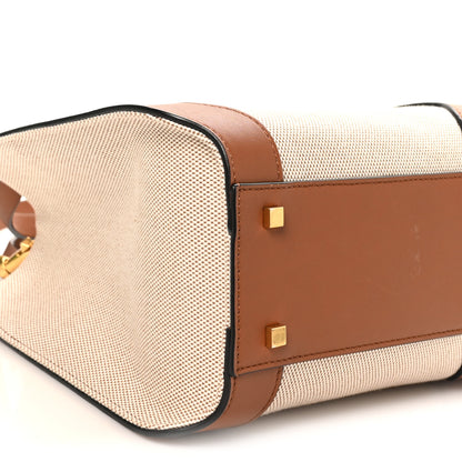Valentino Garavani Canvas Calfskin Small Vlogo Signature Handbag Beige Selleria 8 of 9