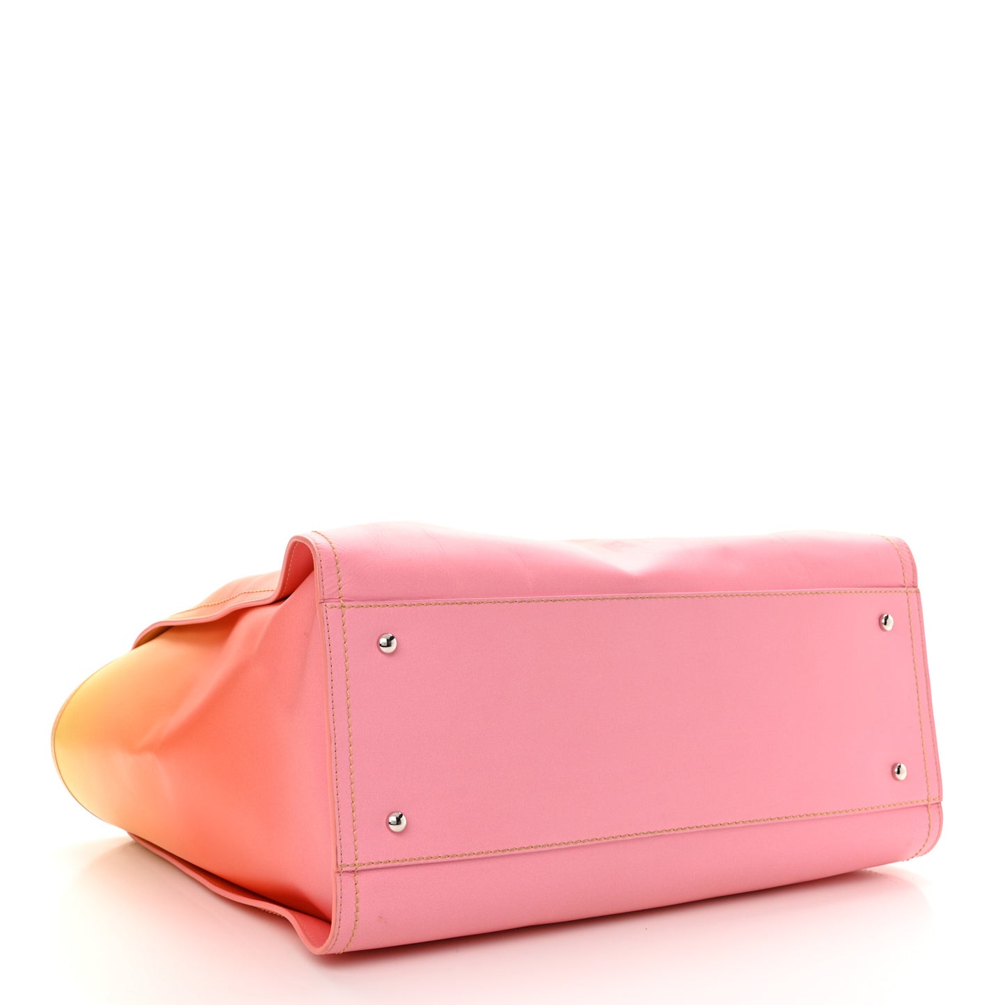 Shaded Calfskin Medium Deauville Tote Orange Coral Pink