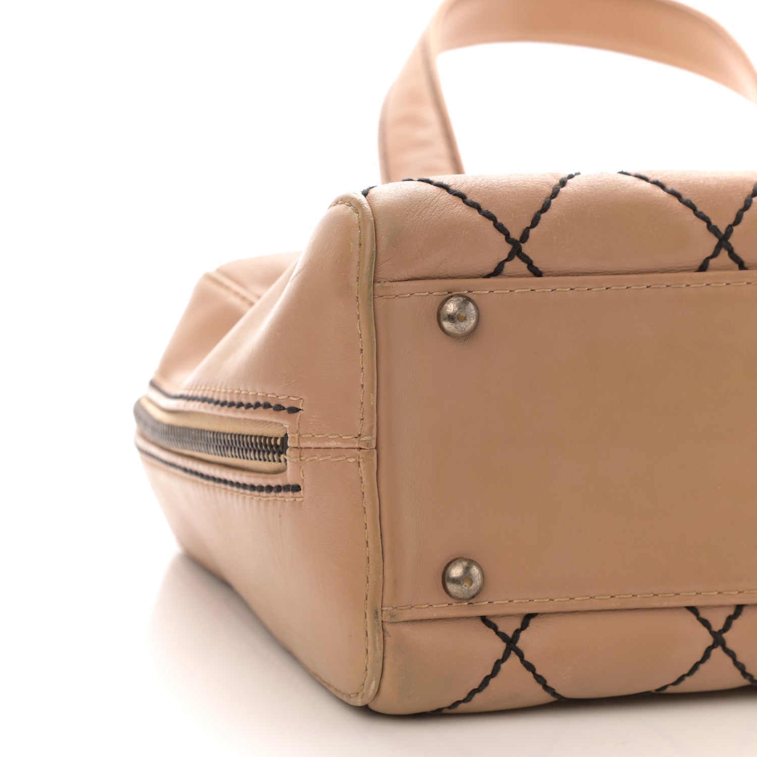 Chanel Calfskin Contrast Stitch Surpique Bowler Beige 8 of 13