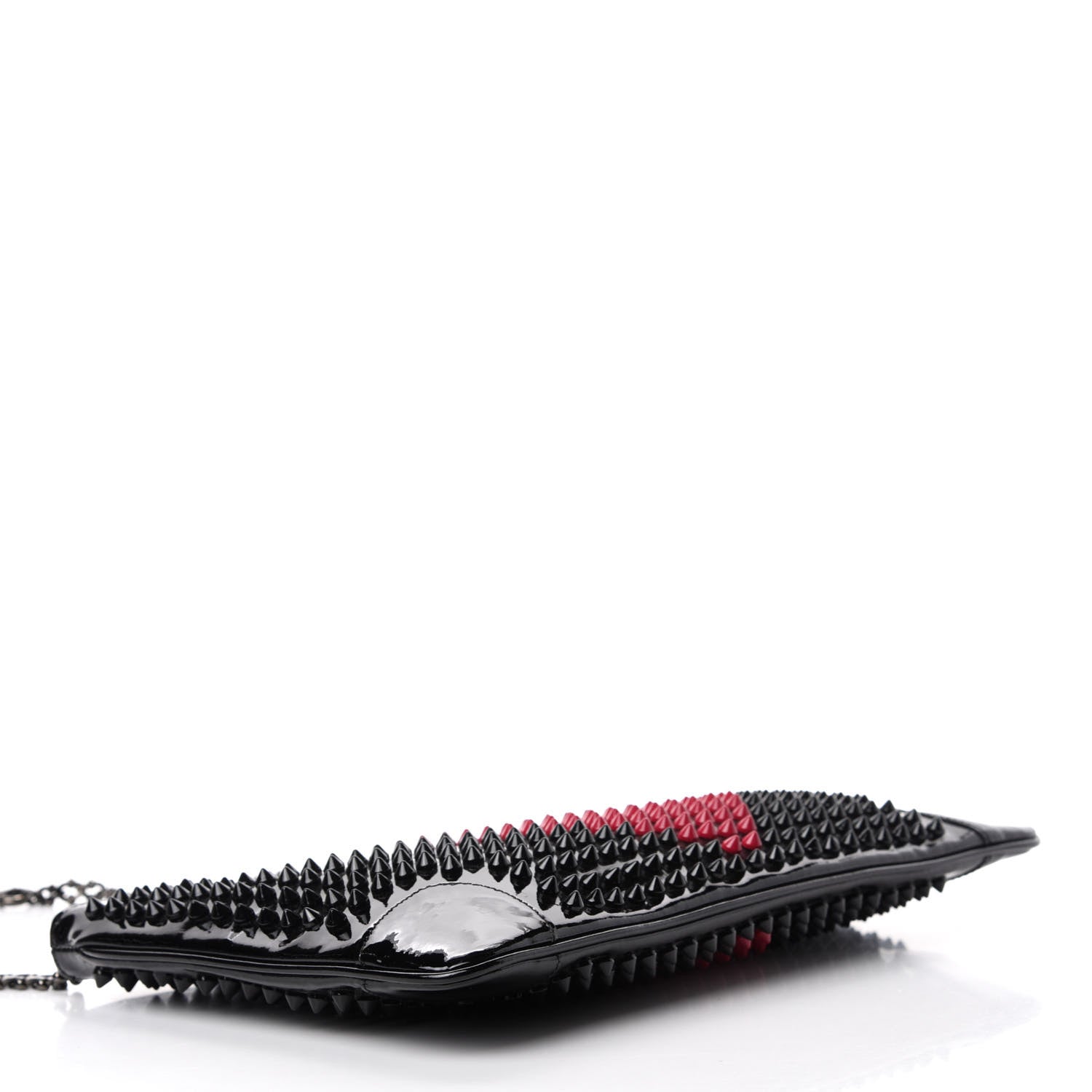 Christian Louboutin Patent Panettone Spiked Valentines Clutch Bag Black Fuchsia 4 of 11