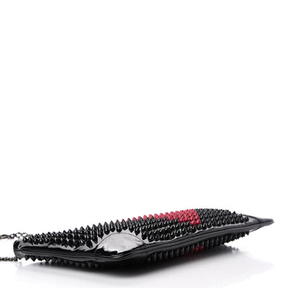 Christian Louboutin Patent Panettone Spiked Valentines Clutch Bag Black Fuchsia 4 of 11