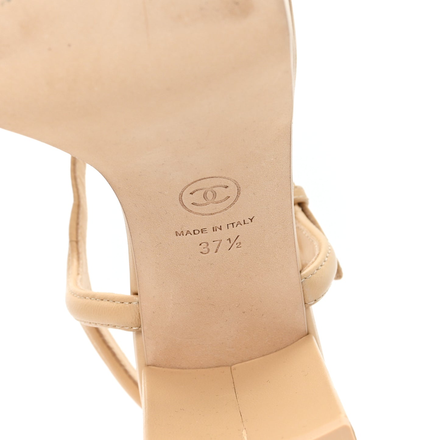 Lambskin Logo Platform Sandals 37.5 Beige