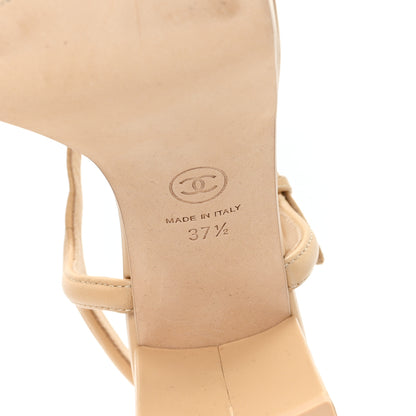 Chanel Lambskin Logo Platform Sandals 37.5 Beige 7 of 10