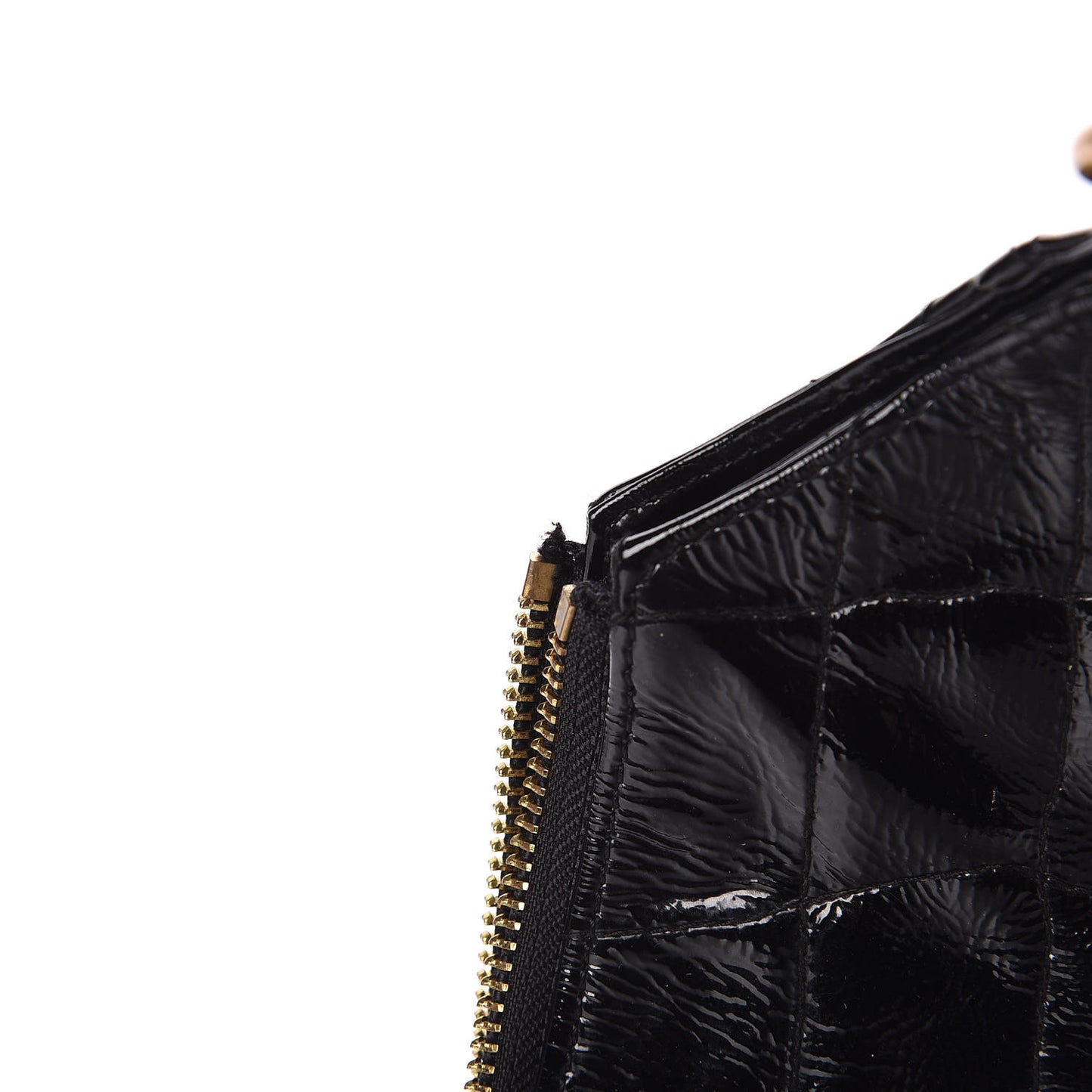 Patent Crocodile Embossed Tribute Tote Black