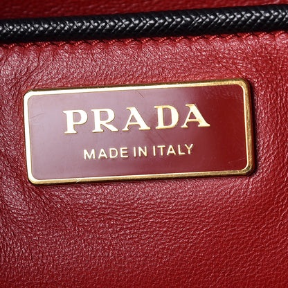 Prada Saffiano Crocodile Medium Galleria Double Zip Tote Black Rosso 8 of 8