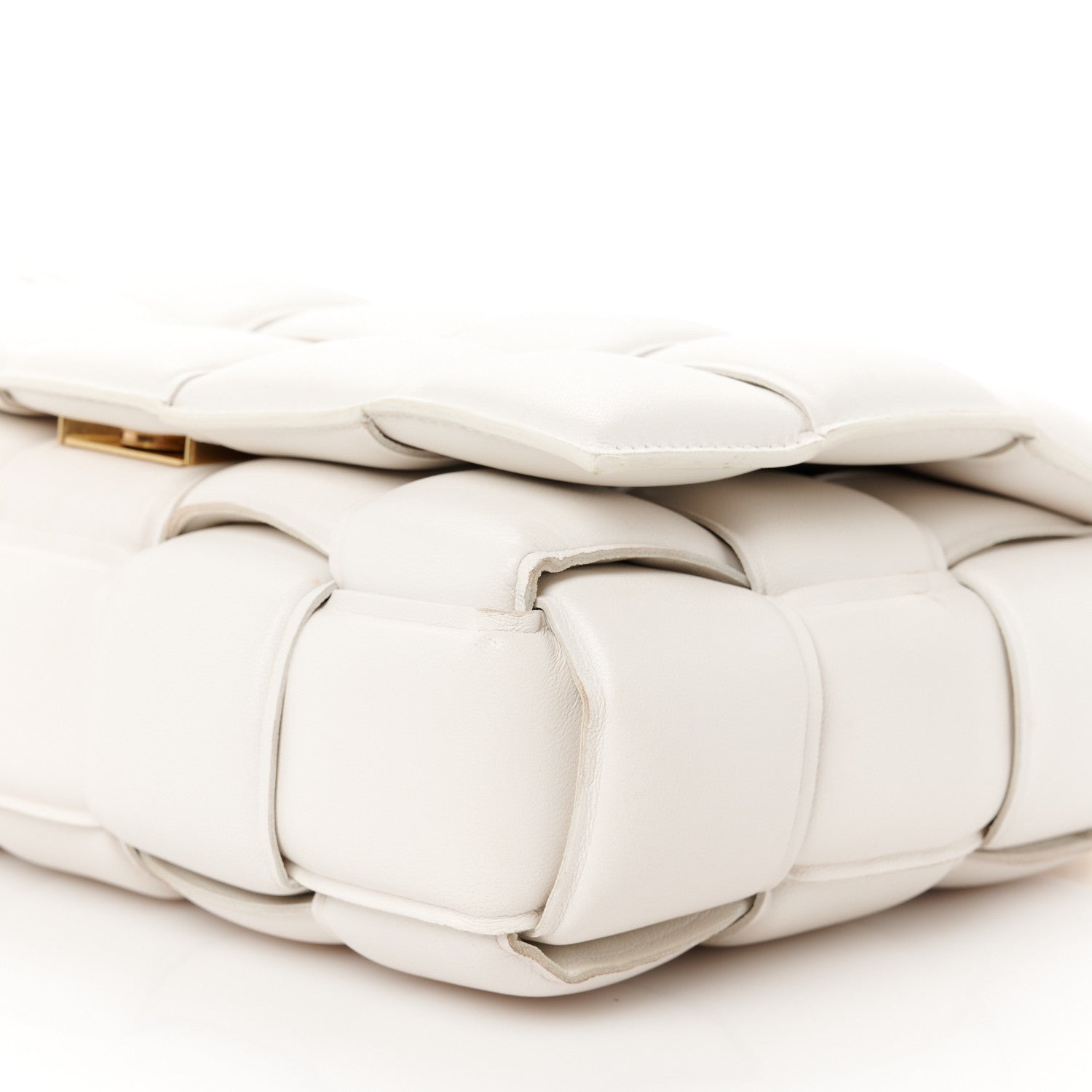 Bottega Veneta Lambskin Maxi Intreccio Padded Chain Cassette Crossbody Bag White 12 of 14
