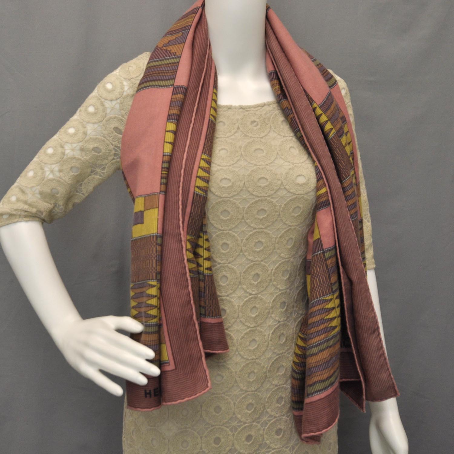 Hermes Cashmere Silk Geometric Shawl 140 5 of 5
