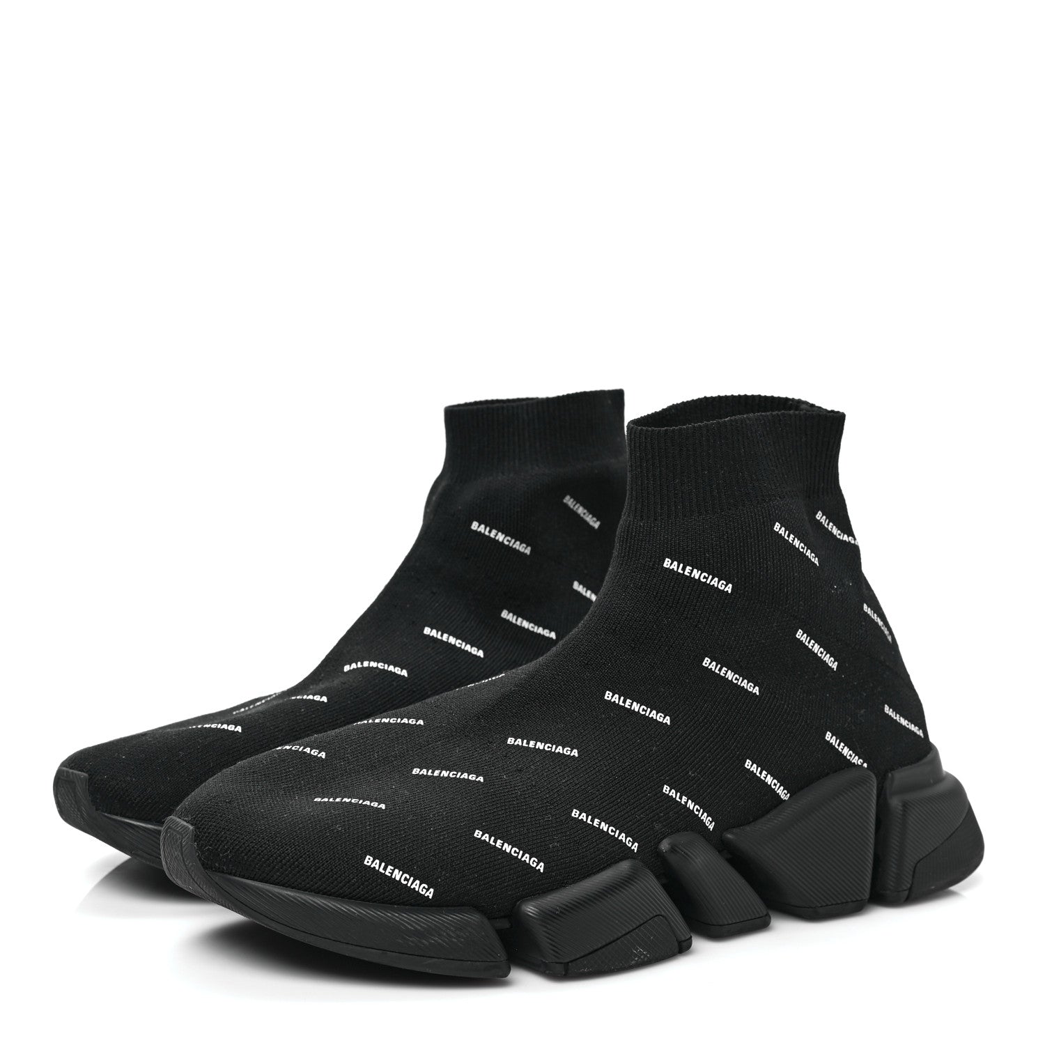 Balenciaga Neoprene Knit Allover Logo Bi-Color Sole Mens Speed Sneakers 43 Black White 3 of 7
