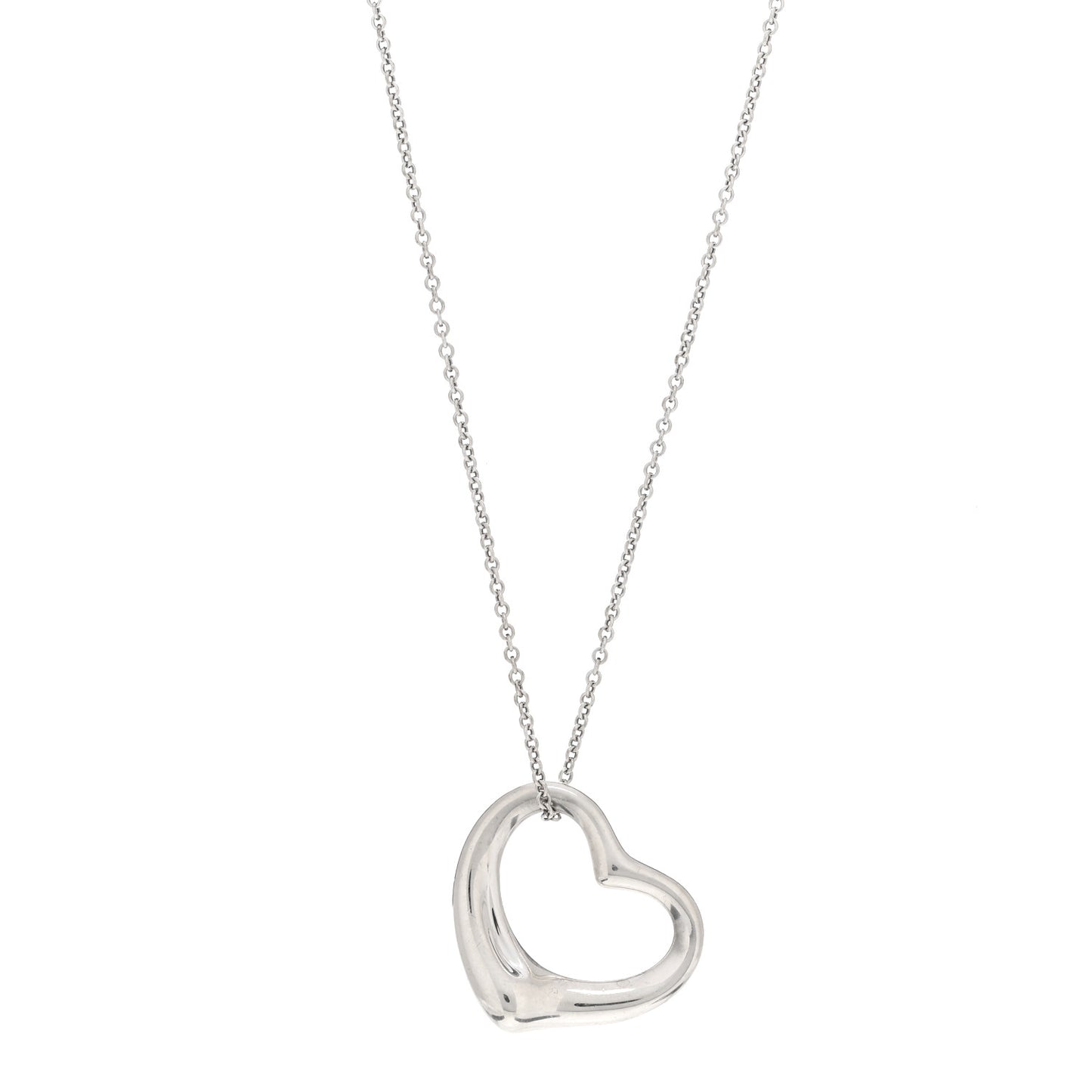 Sterling Silver 27mm Elsa Peretti Open Heart Pendant Necklace