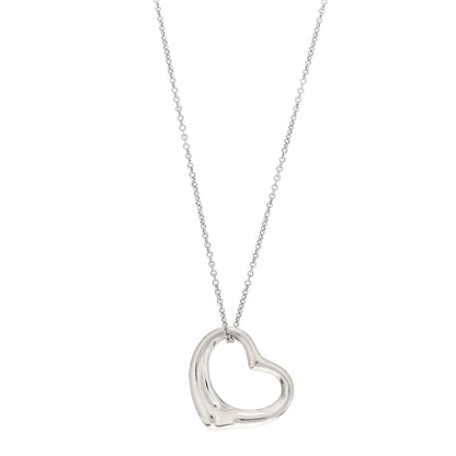 Tiffany Sterling Silver 27mm Elsa Peretti Open Heart Pendant Necklace 1 of 4