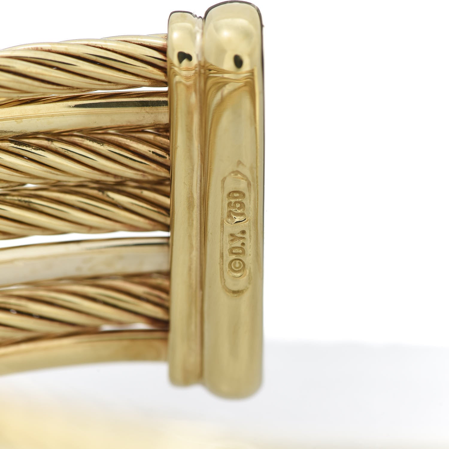 David Yurman 18K Yellow Gold Diamond Crossover Four Row Cuff Bracelet 4 of 4