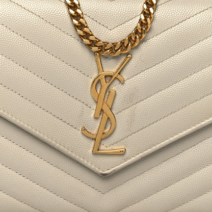 Saint Laurent Grain De Poudre Matelasse Chevron Monogram Chain Wallet Crema Soft 7 of 16